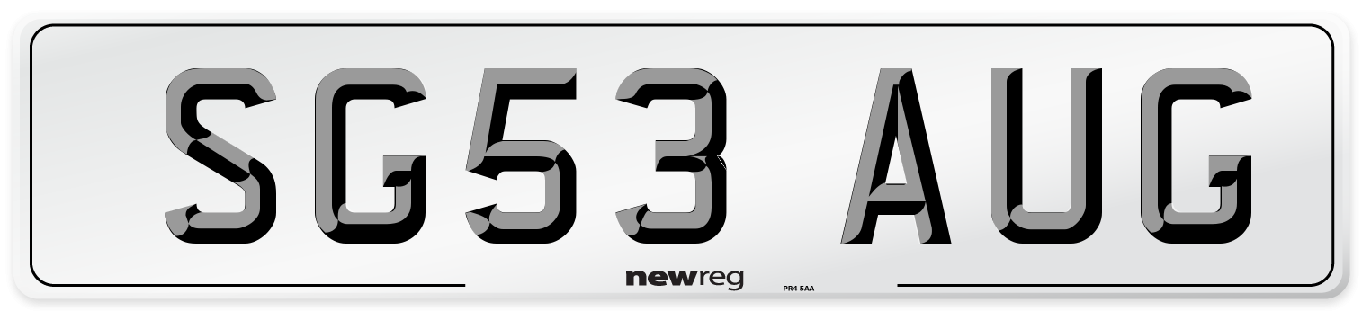 SG53 AUG Number Plate from New Reg